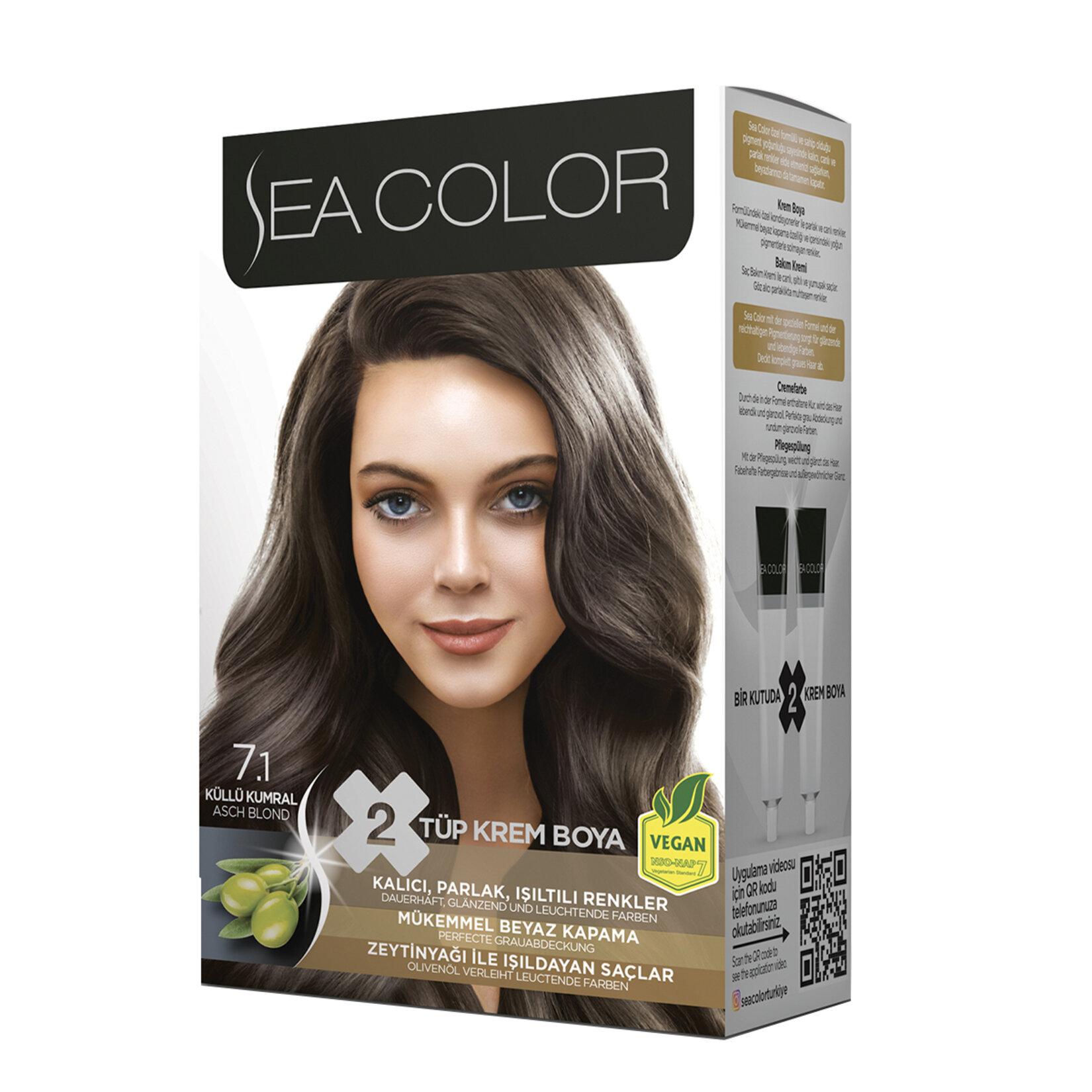 Sea Color Saç Boyası Seti 7.1 Küllü Kumral 185 Ml