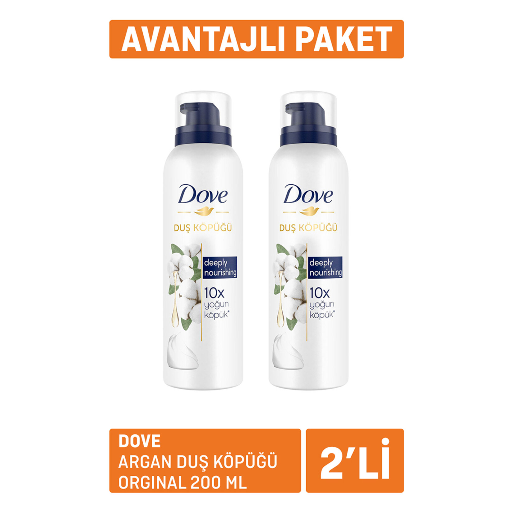 Dove Argan Duş Köpüğü Original 200Ml x 2