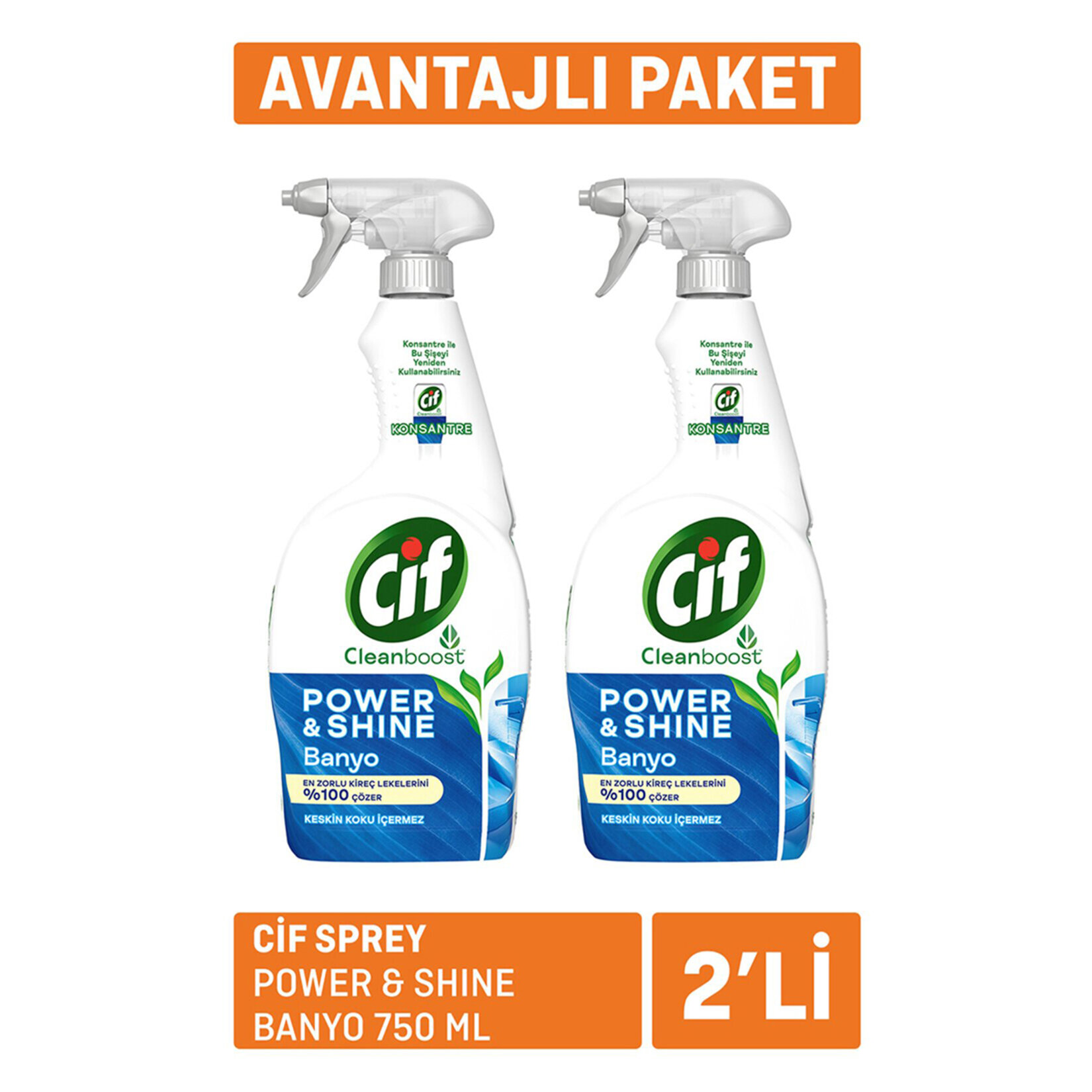 Cif Sprey Power & Shine Banyo 2 x 750 Ml