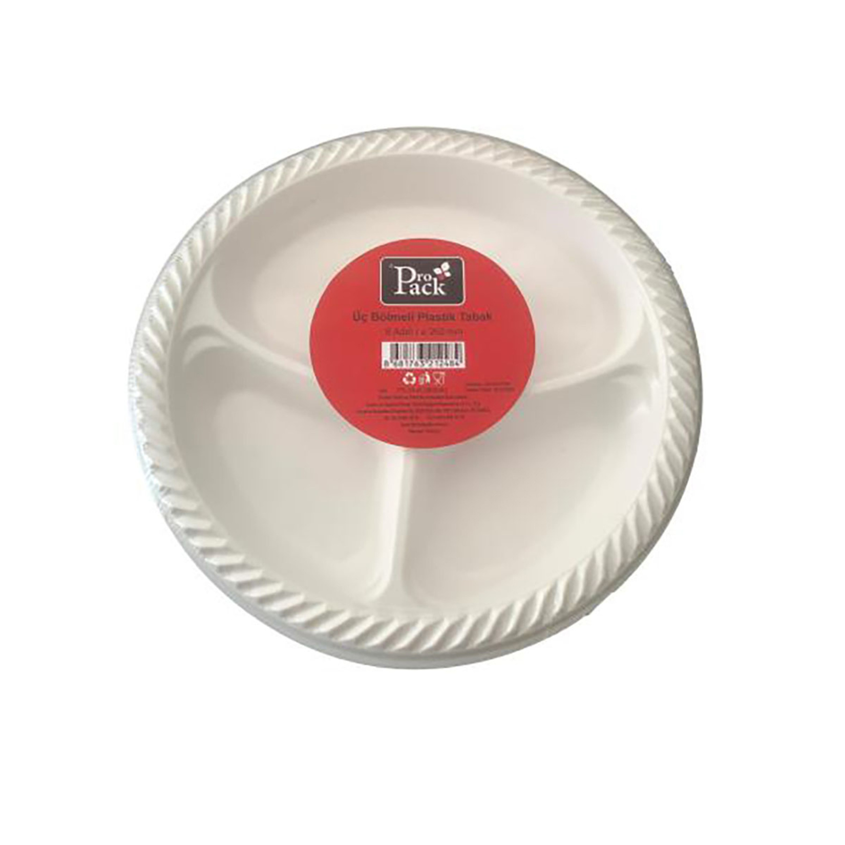 Propack 3 Bölmeli Plastik Tabak 8'li 260 Mm