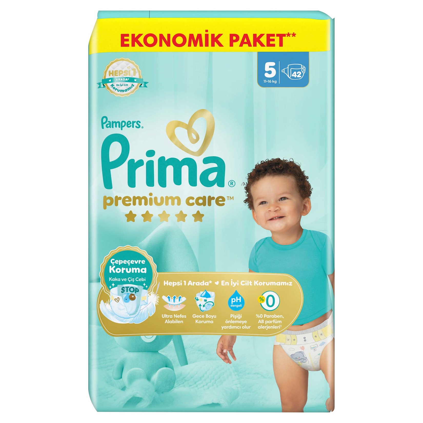 Prima Premium Care Bebek Bezi Ekonomik Paket 5 Beden 11-16 Kg 42 Adet