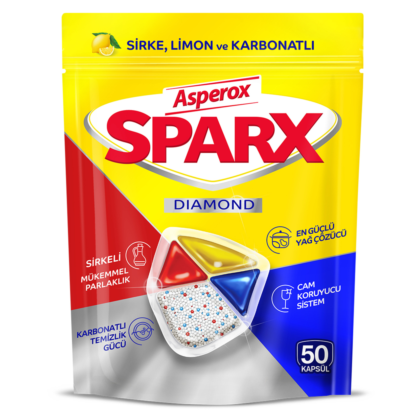 Asperox Sparx Diamond Bulaşık Makinesi Kapsülü 50'li 585 G