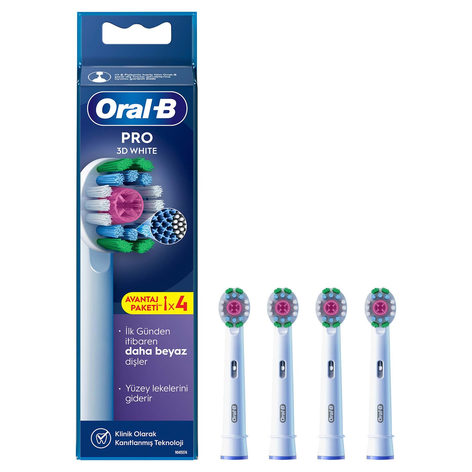 Oral-B Şarjlı Fırça Yedek Başlığı 3 Boyutlu Diş Fırçası 4'lü