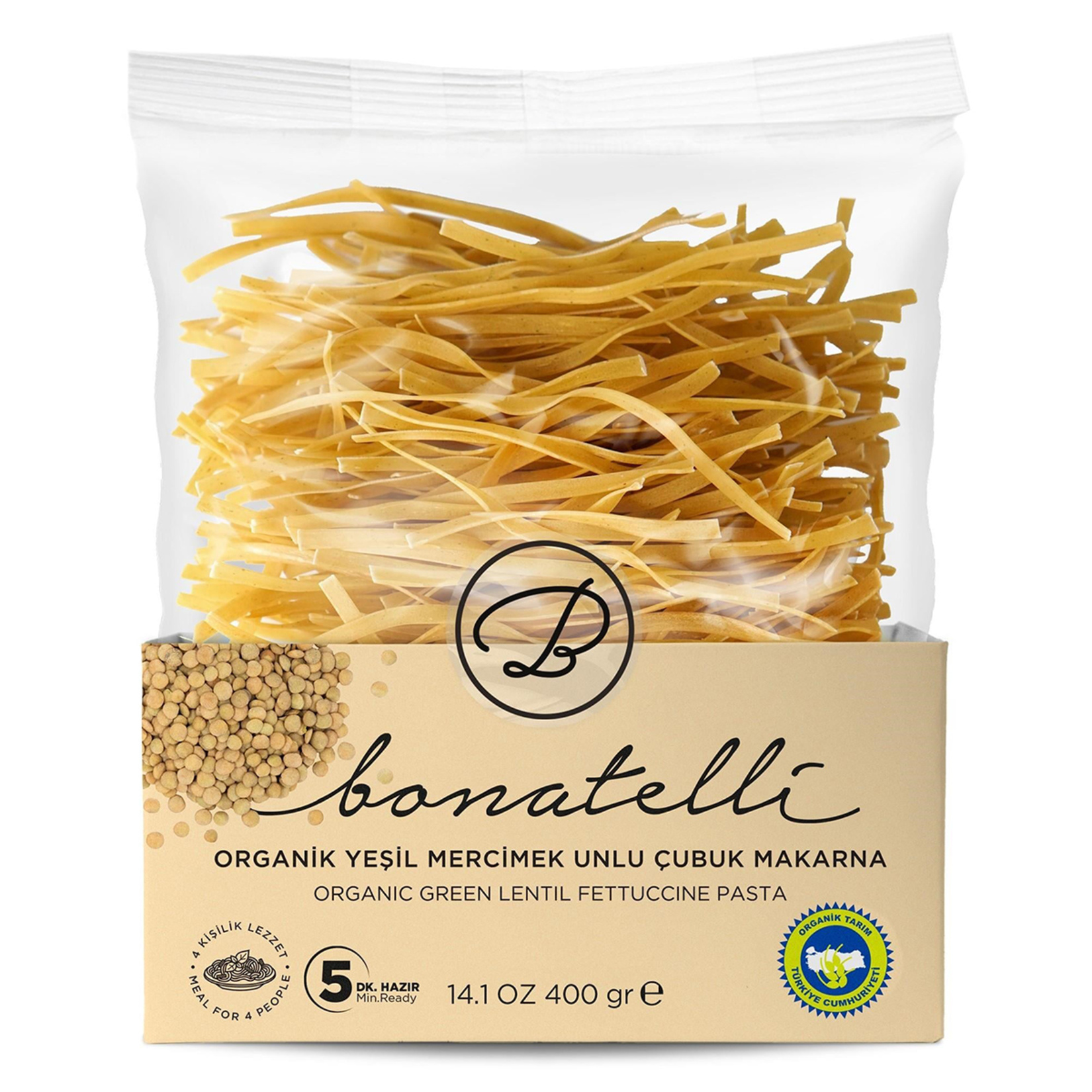 Bonatelli Organik Yeşil Mercimek Çubuk Makarna 400G