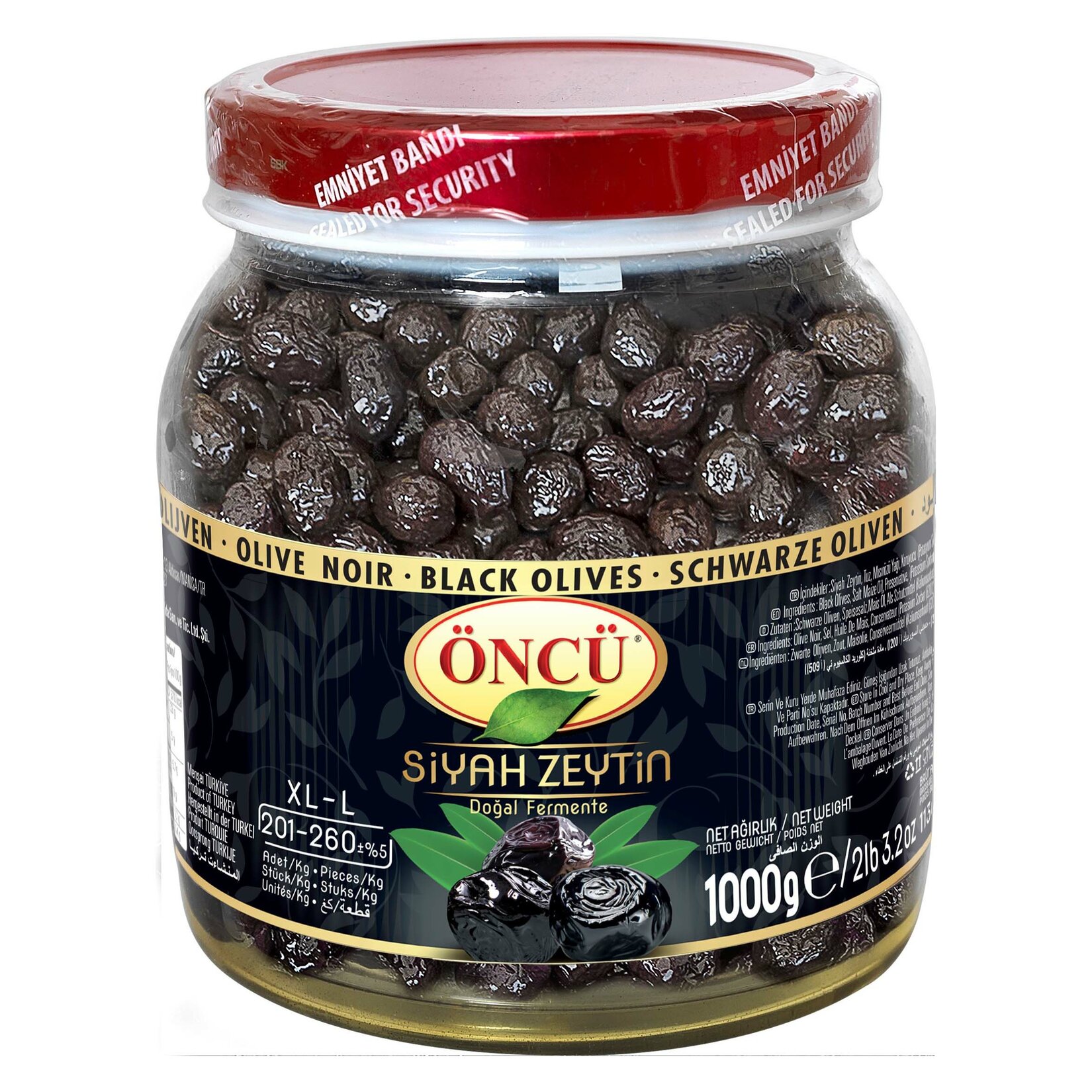Öncü Doğal Salamura Siyah Zeytin 201-260Ad/Kg 1 Kg