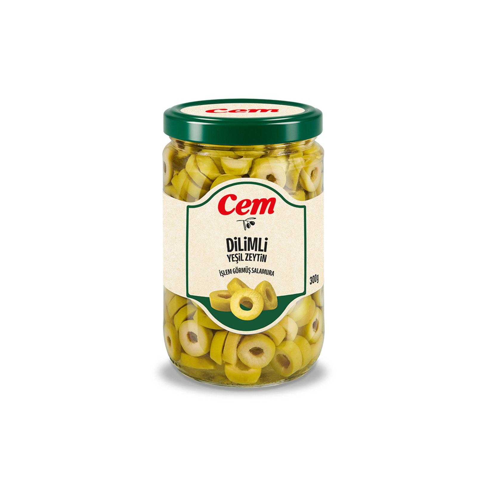 Cem Dilimli Kavanoz Yeşil Zeytin 300 G