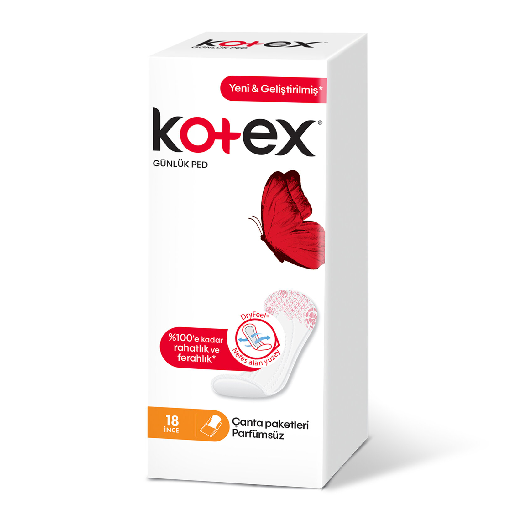 Kotex İnce Günlük Parfümsüz 18'li