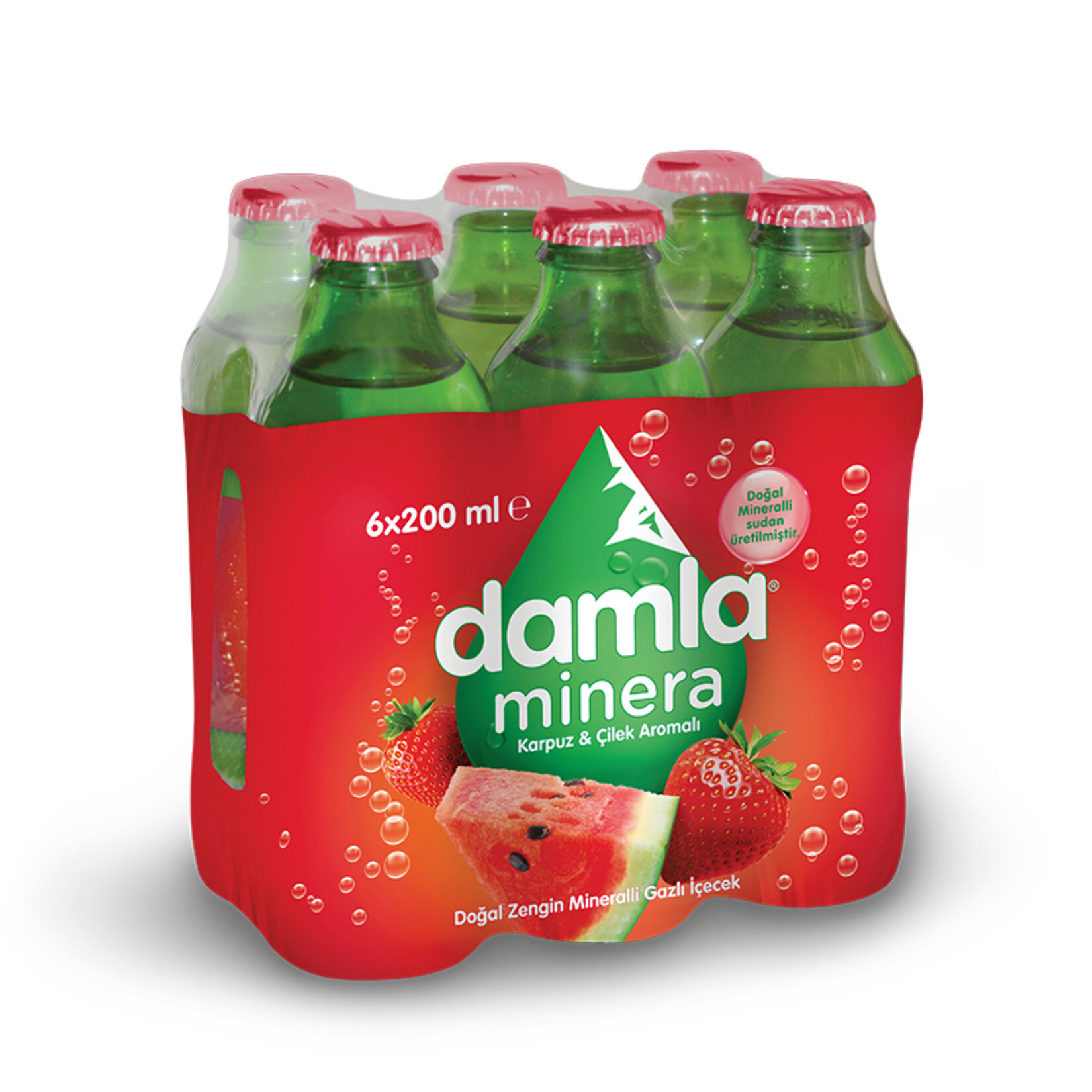 Damla Minera Çilek ve Karpuz Aromalı Gazlı İçecek 6 x 200 Ml