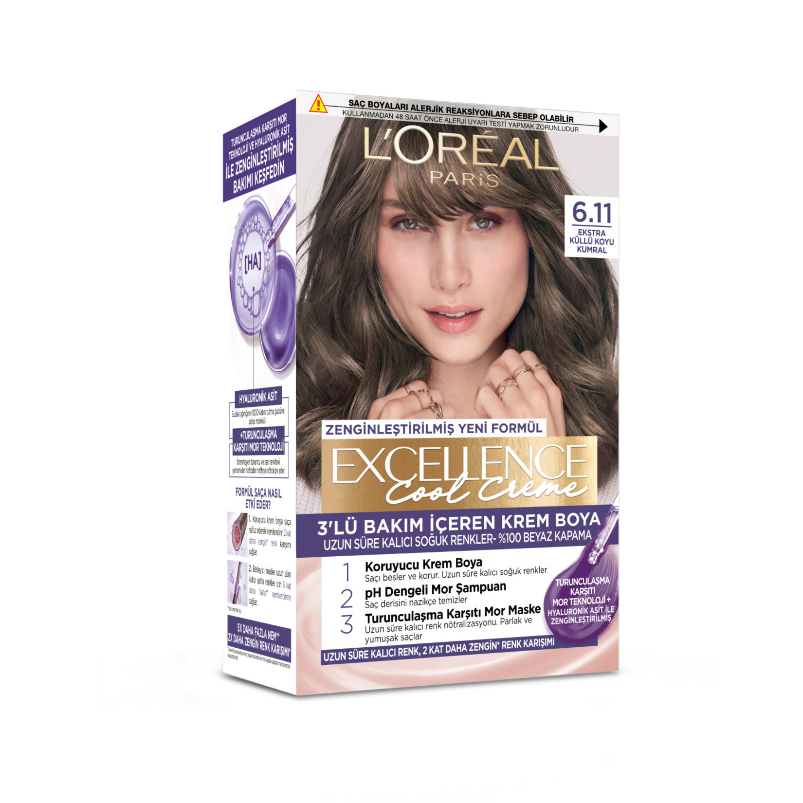L’Oréal Paris Excellence Cool Creme Saç Boyası – 6.11 Ekstra Küllü Koyu Kumral