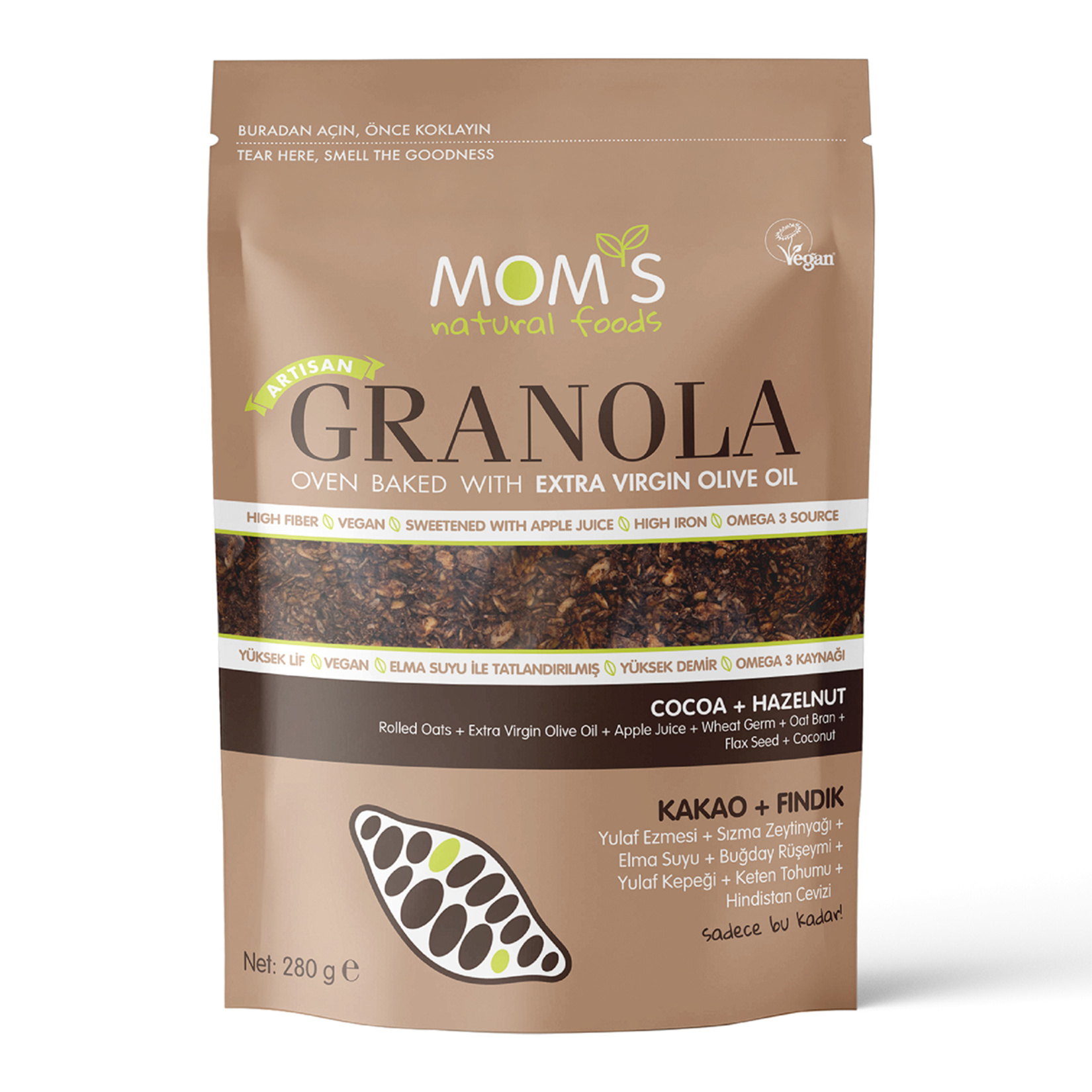 Mom's Kakaolu Fındıklı Granola 280 G