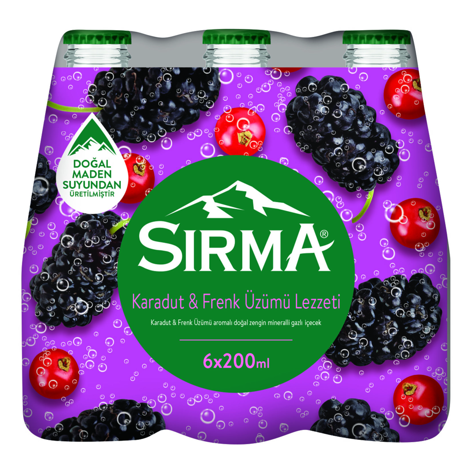 Sırma B+ Karadut Frenk Üzümü Maden Suyu 6 x 200 Ml