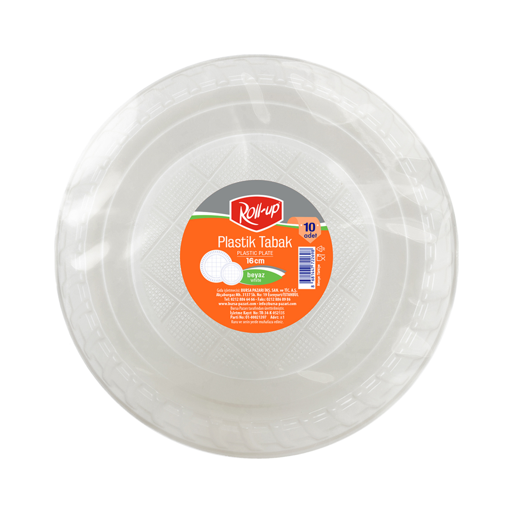 Roll-Up Plastik Tabak 16 Cm 10'lu