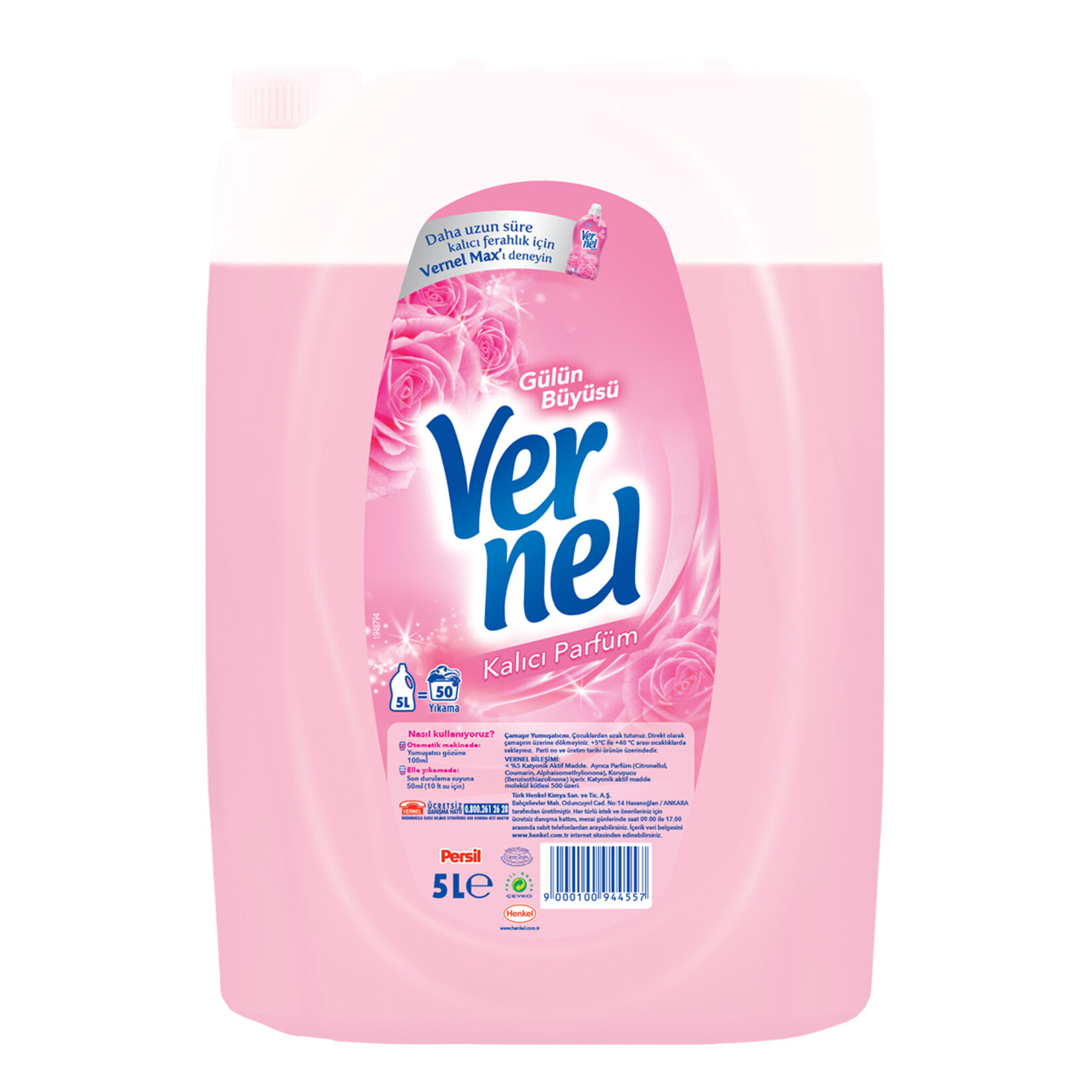 Vernel Çamaşır Yumuşatıcısı 5L (50 Yıkama) Gülün Büyüsü