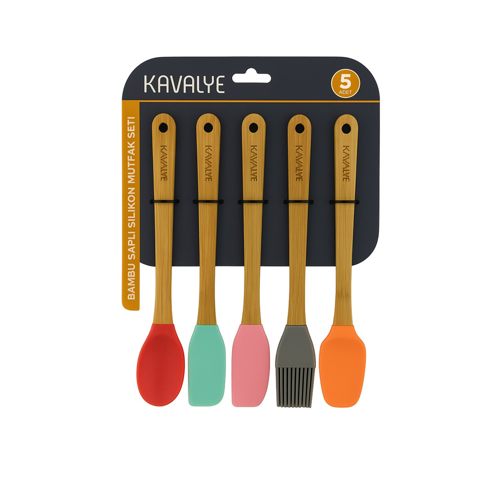 Kavalye Bambu Sap 5 Parça Silikon Mutfak Set 21 Cm