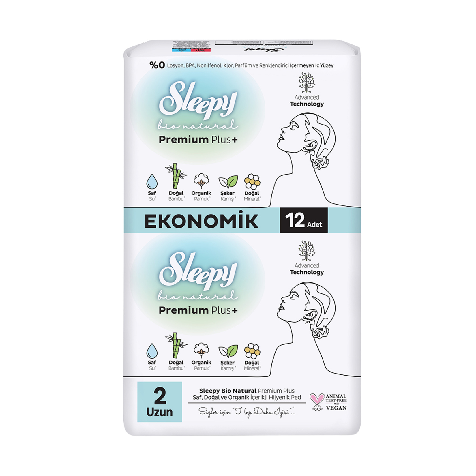 Sleepy Bio Premium Eco Hijyenik Ped Uzun 12'li