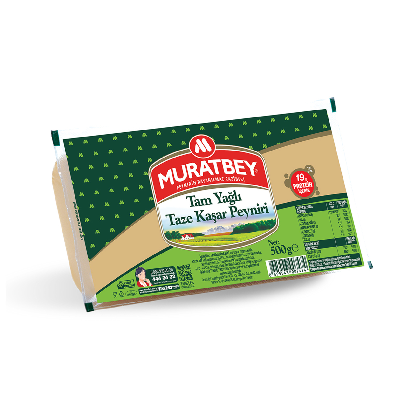 Muratbey Tam Yağlı Taze Kaşar 500 G