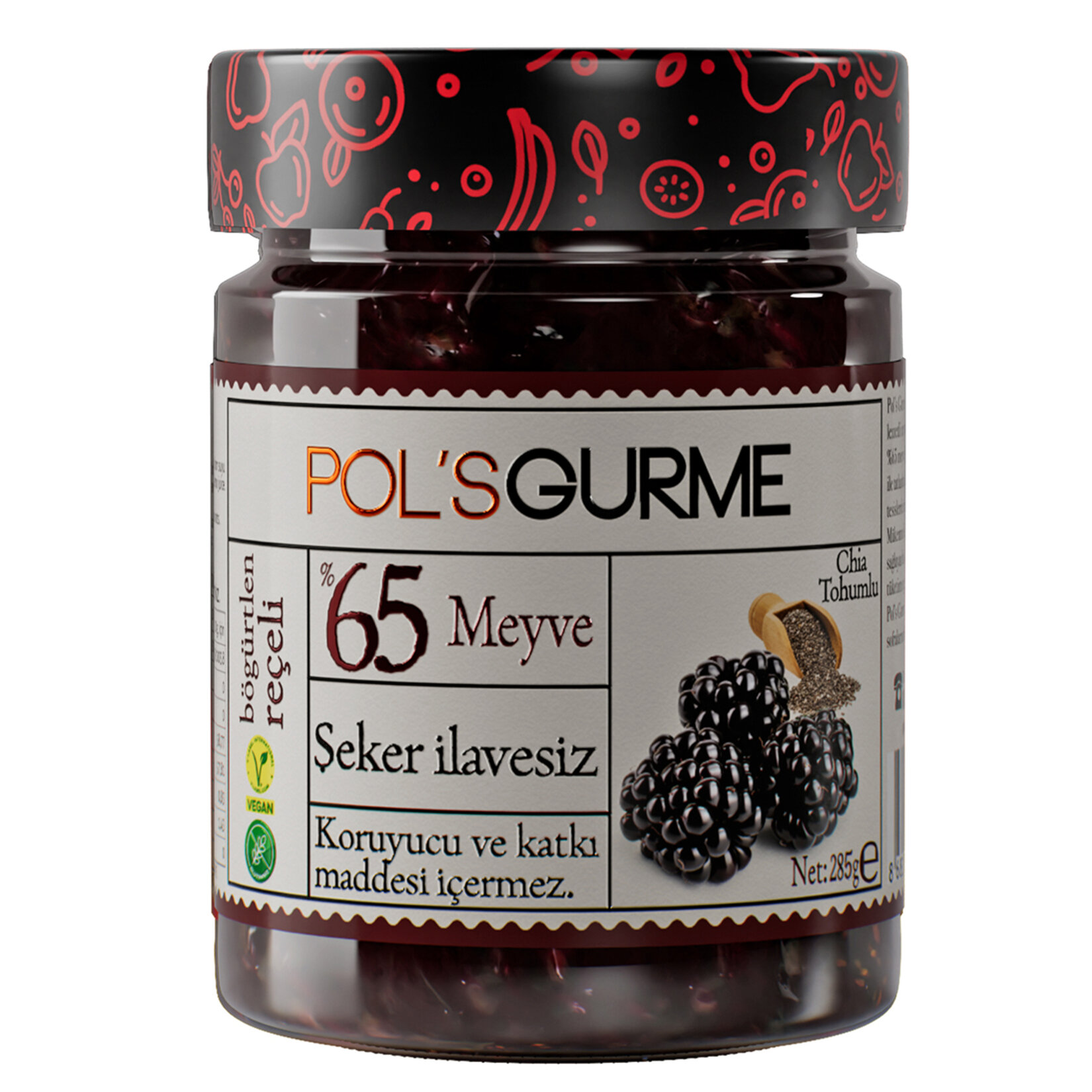 Pol's Gurme Şeker İlavesiz Böğürtlen Reçeli 285 G
