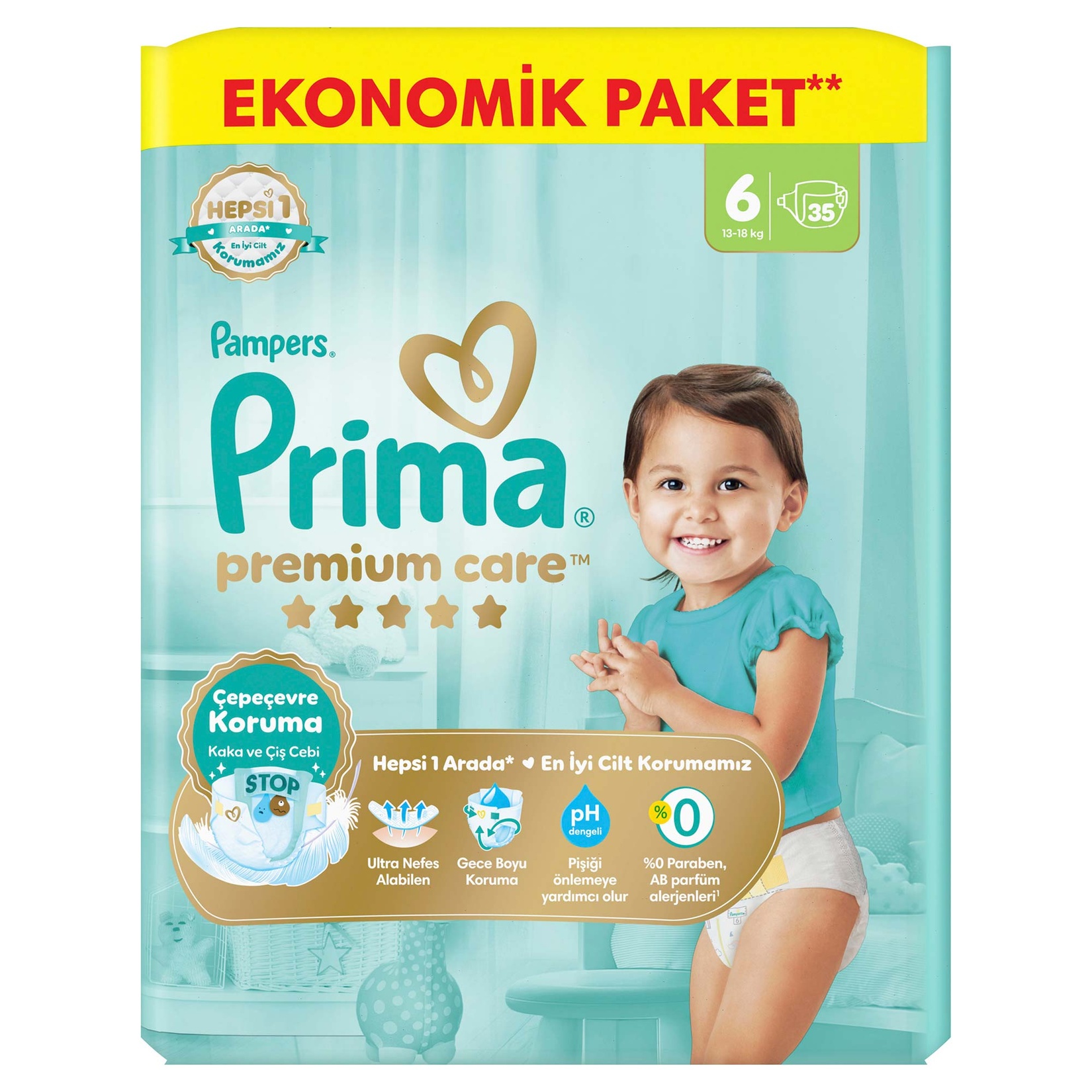 Prima Bebek Bezi Premium Care 6 Beden 13-18 Kg 35 Adet