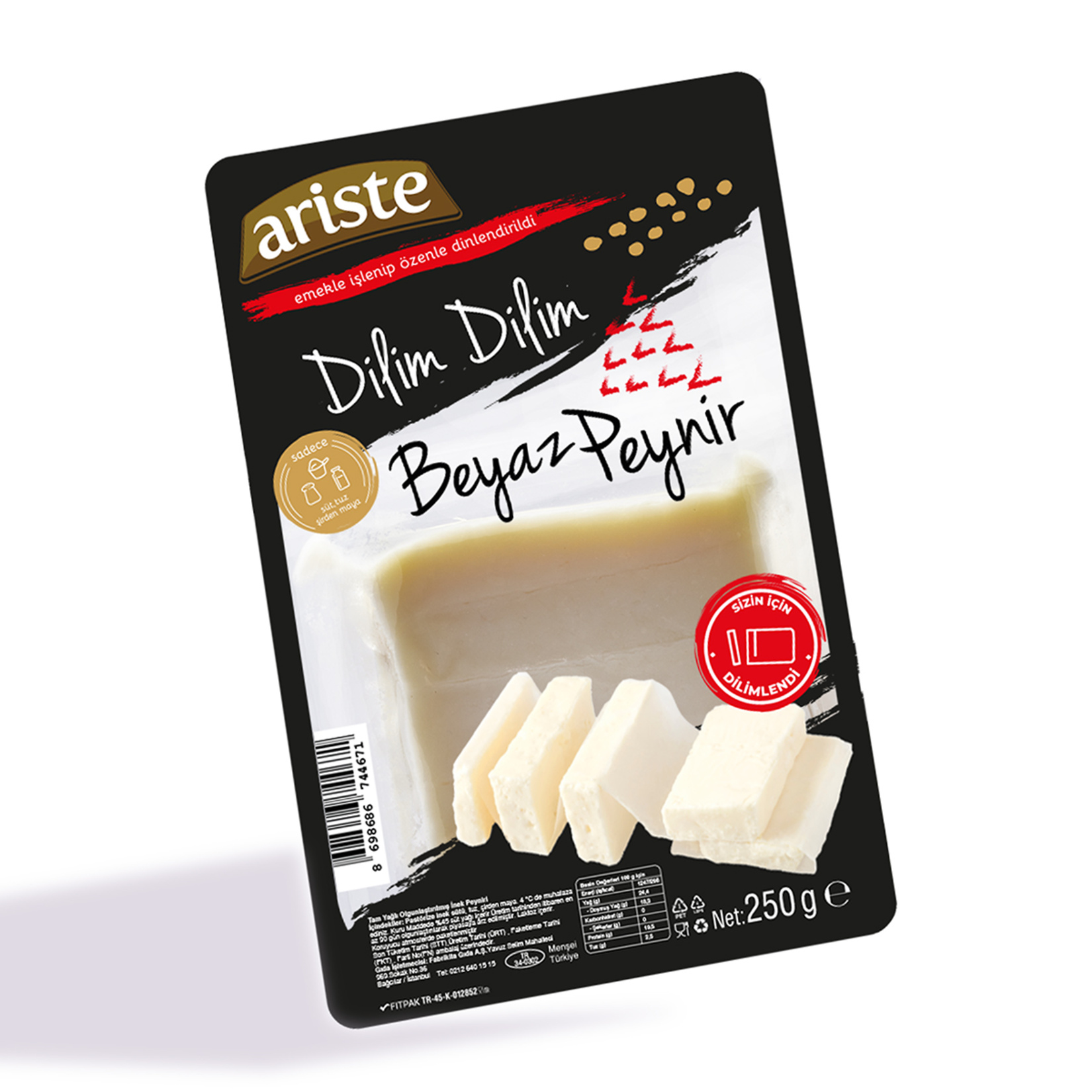 Ariste Dilimli Beyaz Peynir 250 G