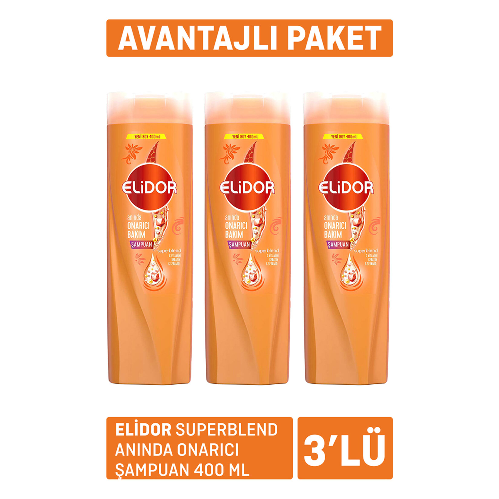 Elidor Superblend Anında Onarıcı Şampuan 3 x 400Ml
