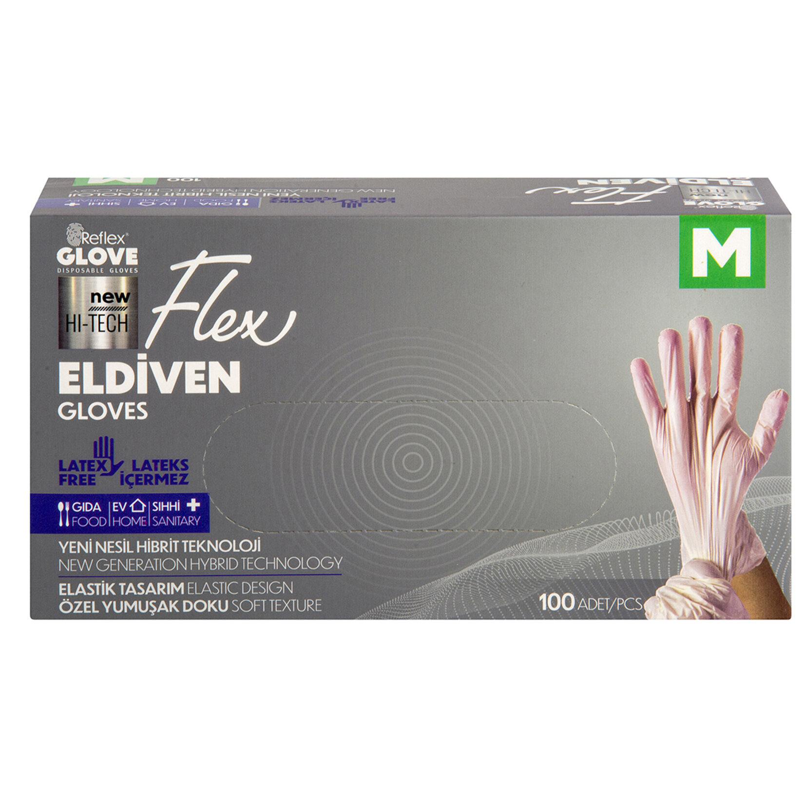 Flex Eldiven Krem M Beden 100'Lü