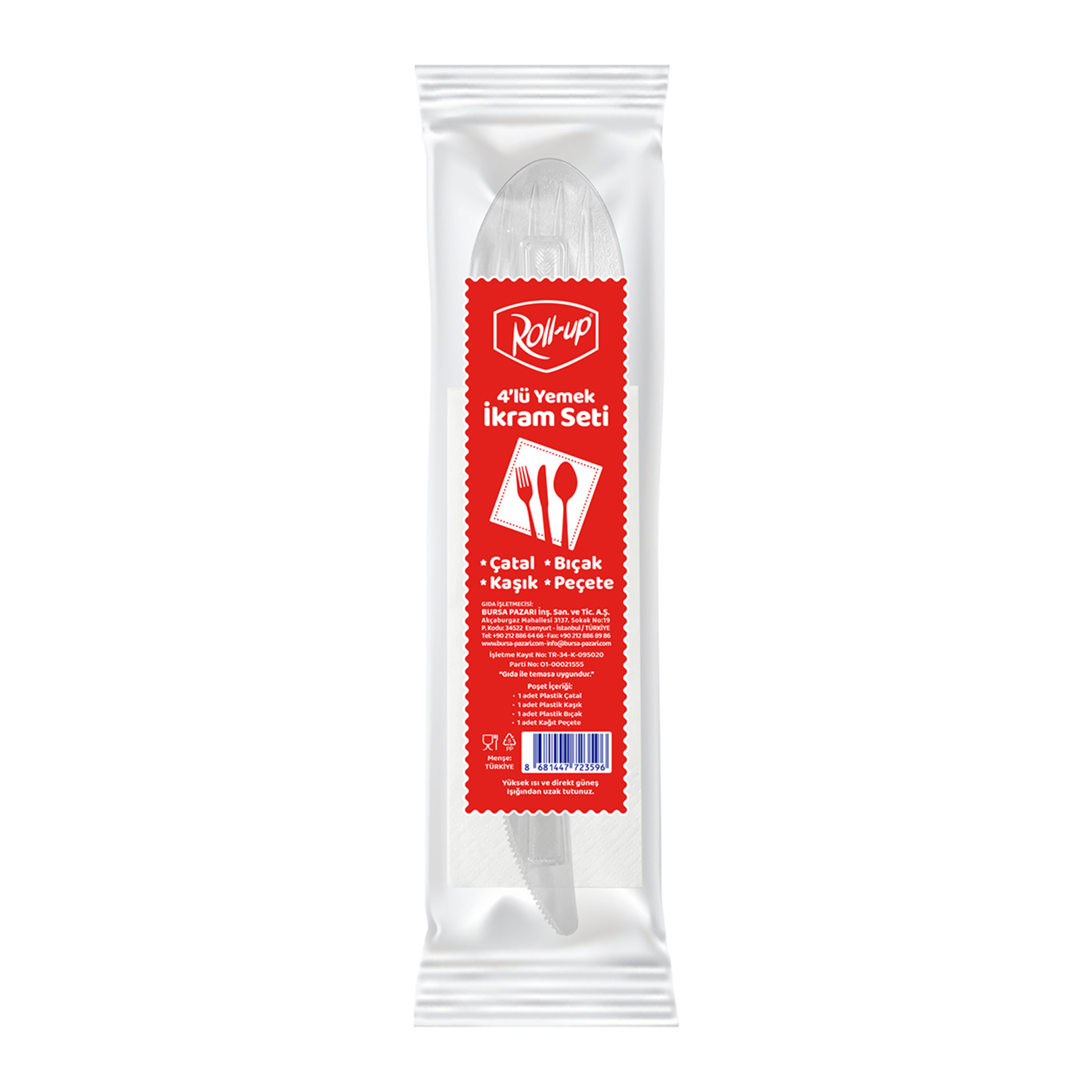 Roll-Up Çatal Kaşık Bıçak Peçete 4'lü Set