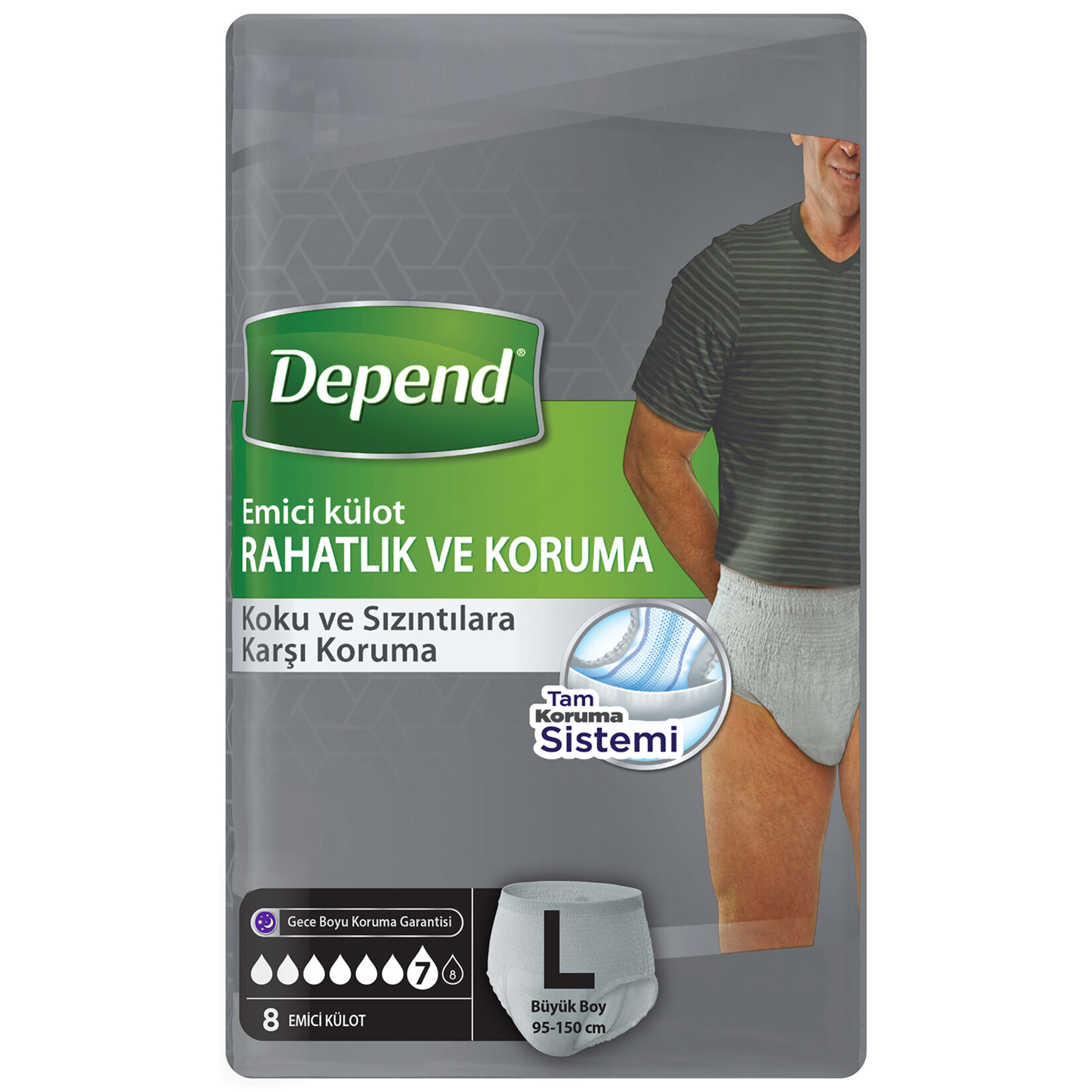 Depend Emici Külot Erkek Büyük 8'li