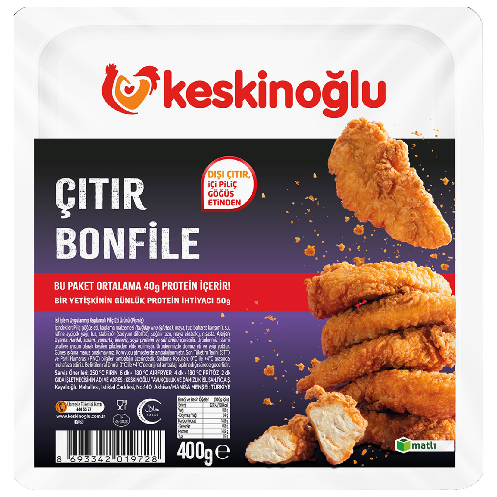 Keskinoğlu Piliç Çıtır Bonfile 400 G