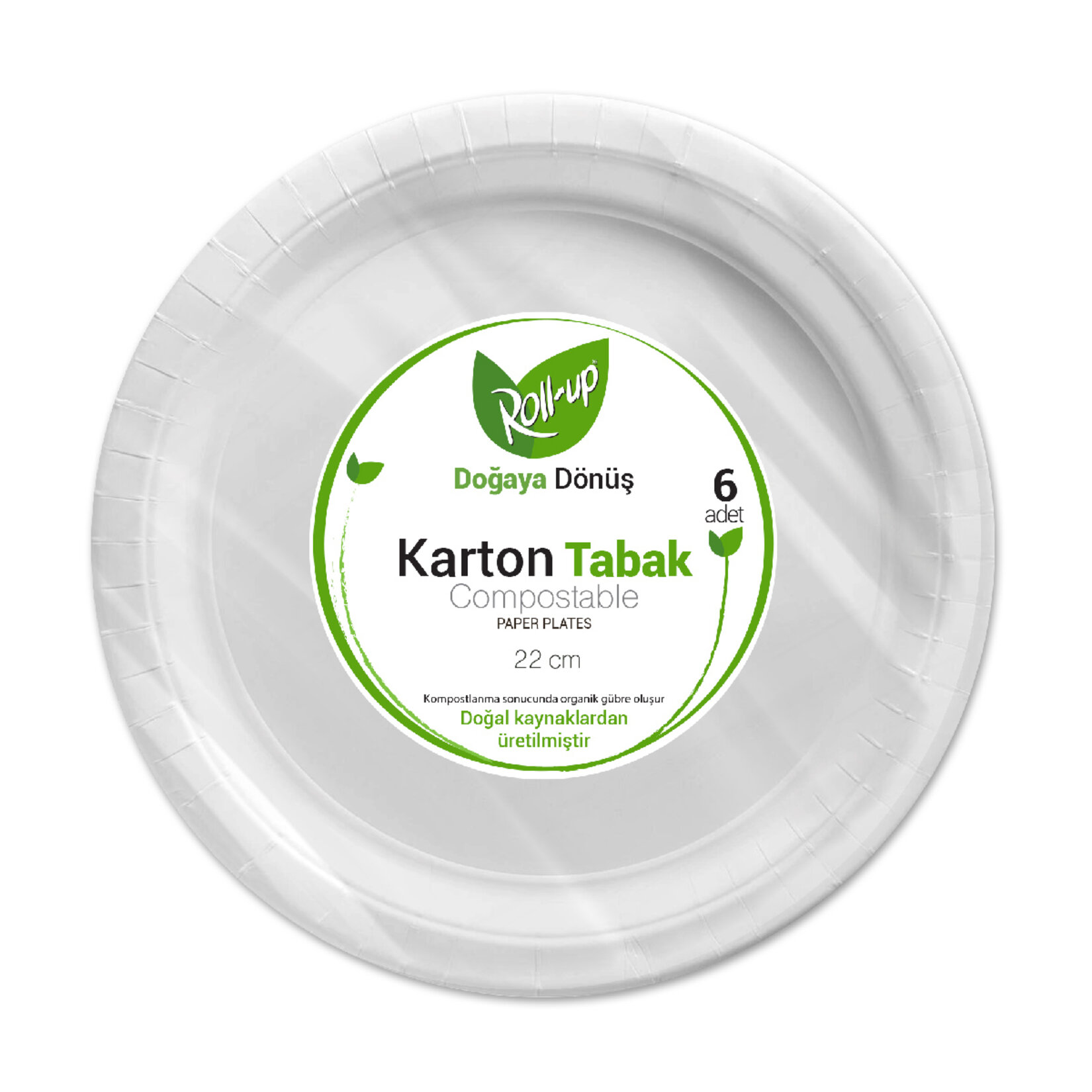 Roll-Up Doğaya Dönüş Karton Tabak  6'lı 22 Cm
