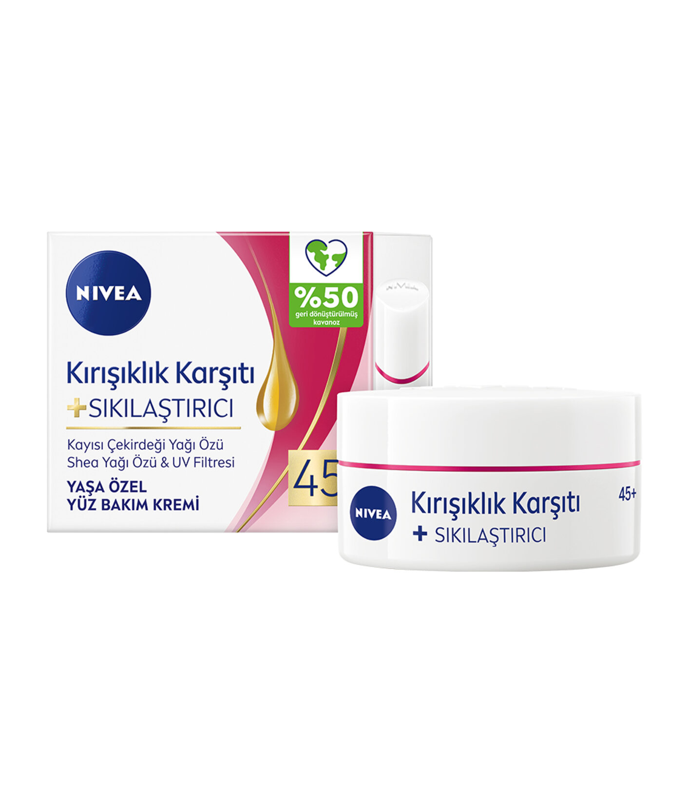 NIVEA Kırışıklık Karşıtı + Sıkılaştırıcı Krem 45+ Yaş 50ml