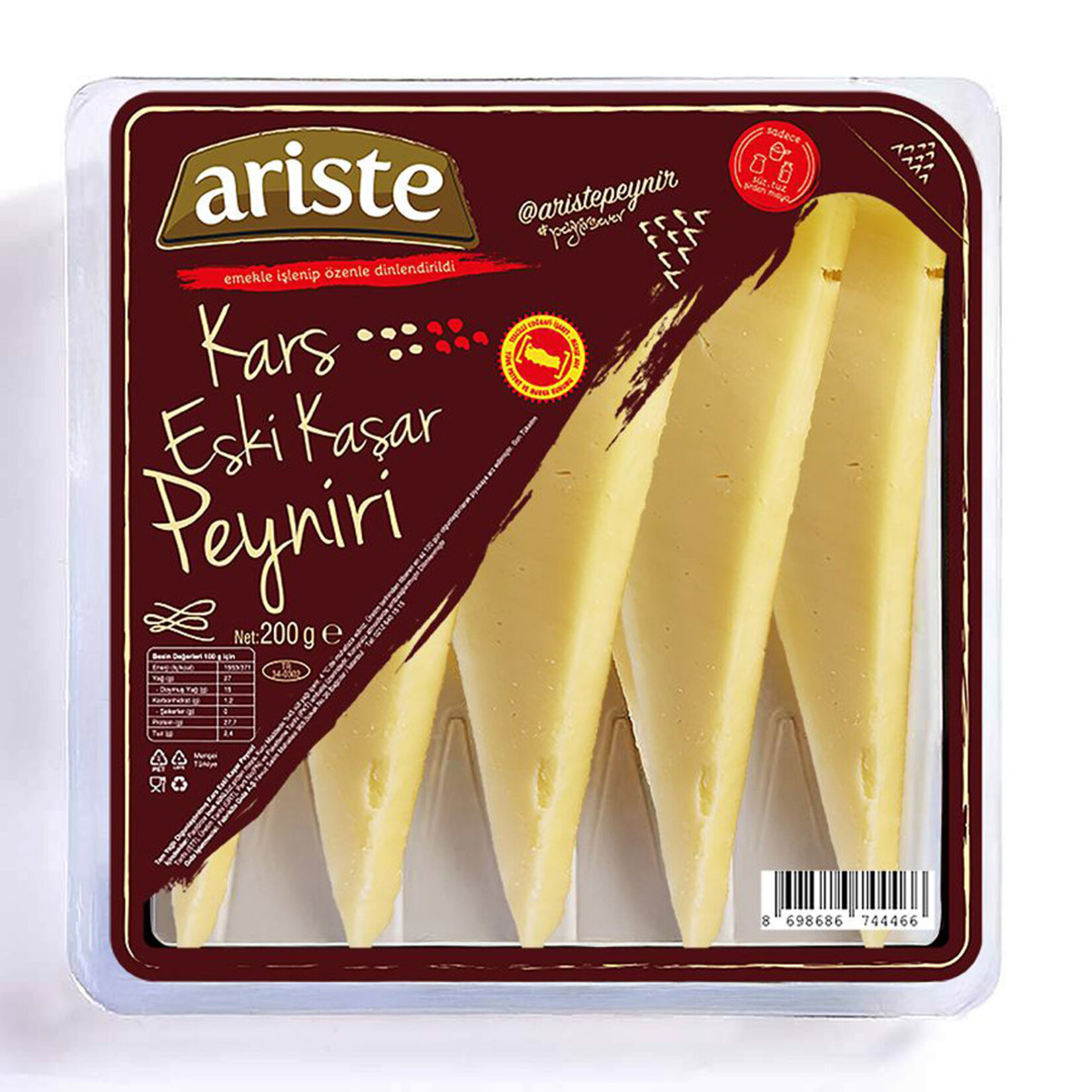 Ariste Tam Yağlı Olgunlaştırılmış Kars Eski Kaşar Peyniri 200 G