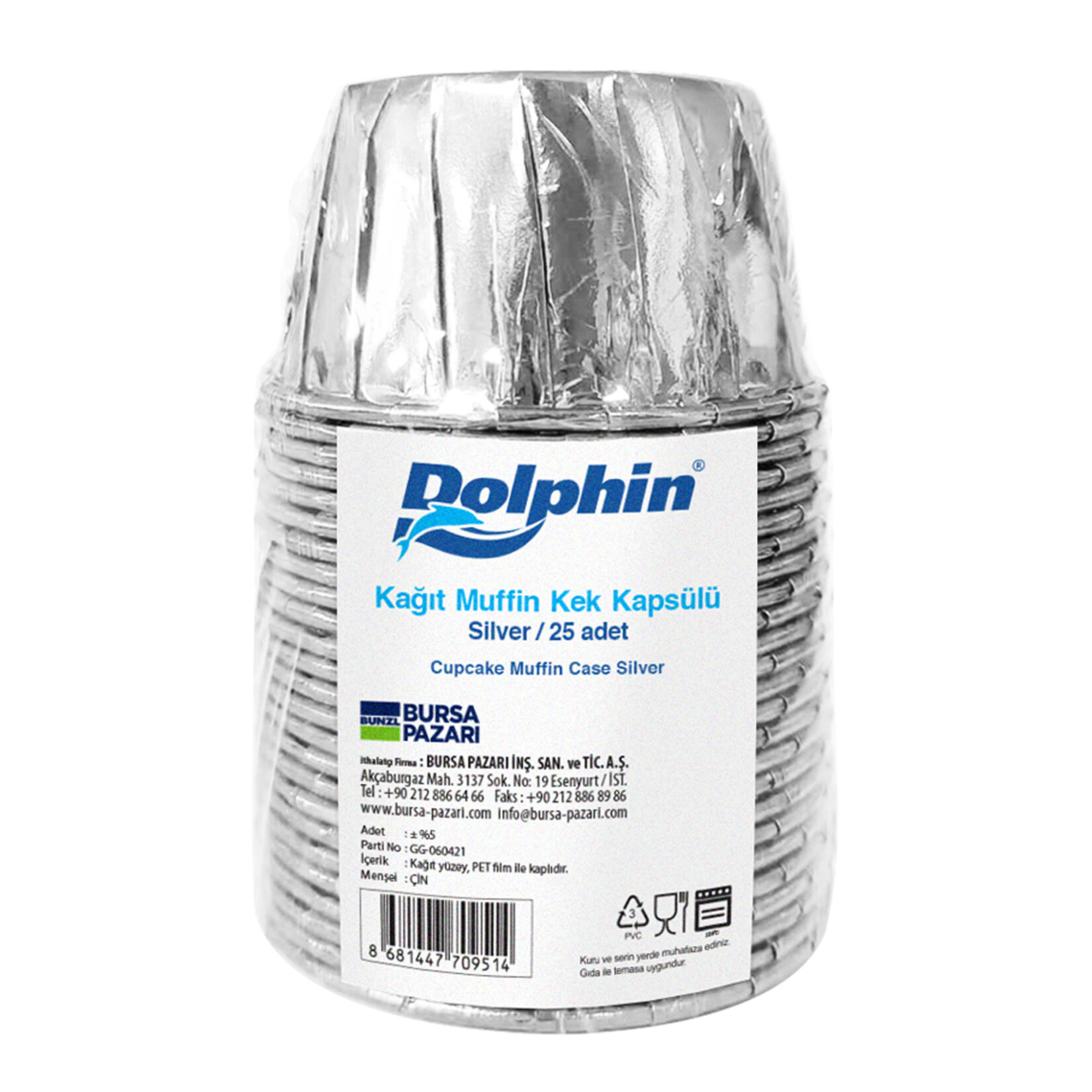Dolphin Kağıt Asorti Renkli Muffin Kek Kapsülü 25'li