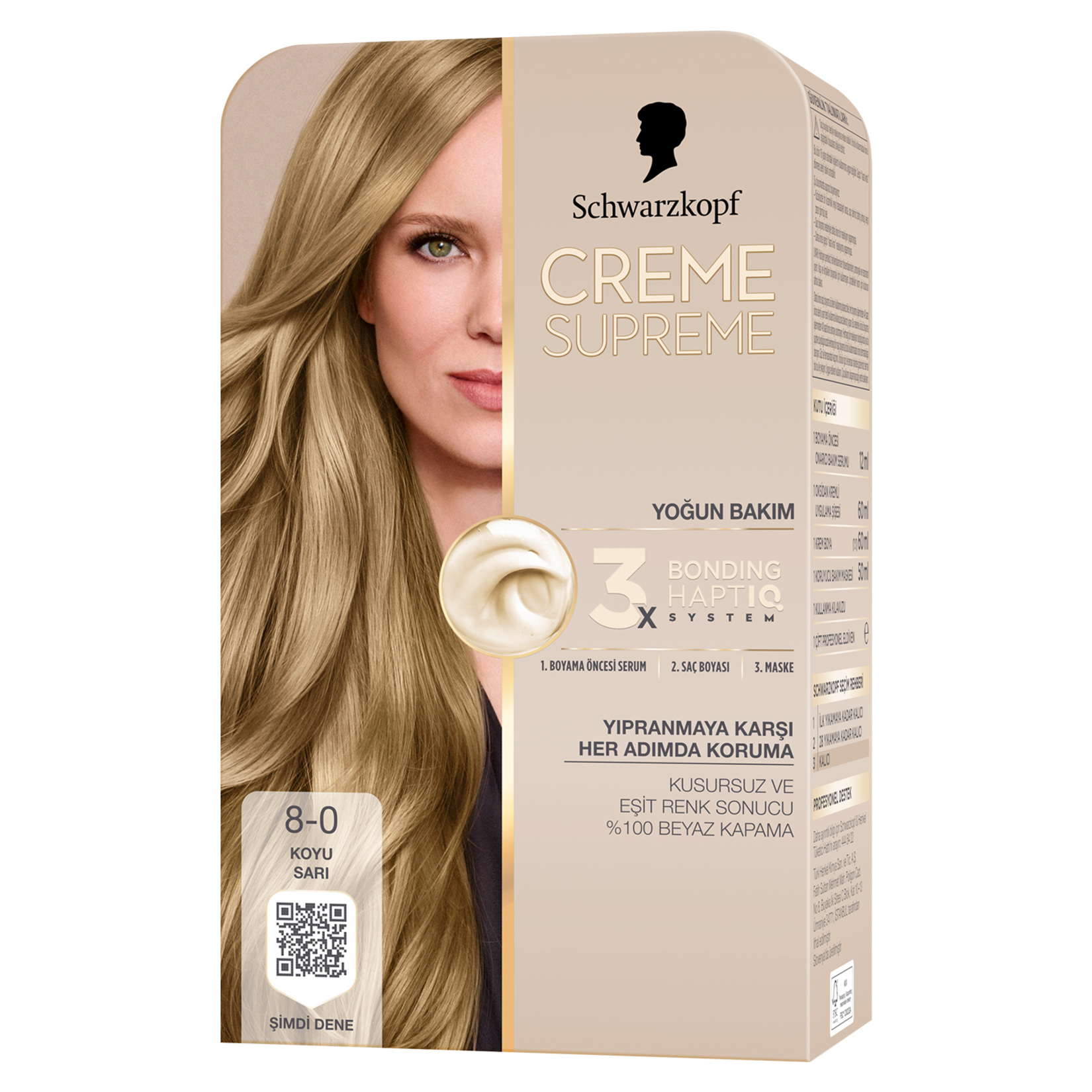 Creme Supreme 8-0 Koyu Sarı Saç Boyası 182 Ml