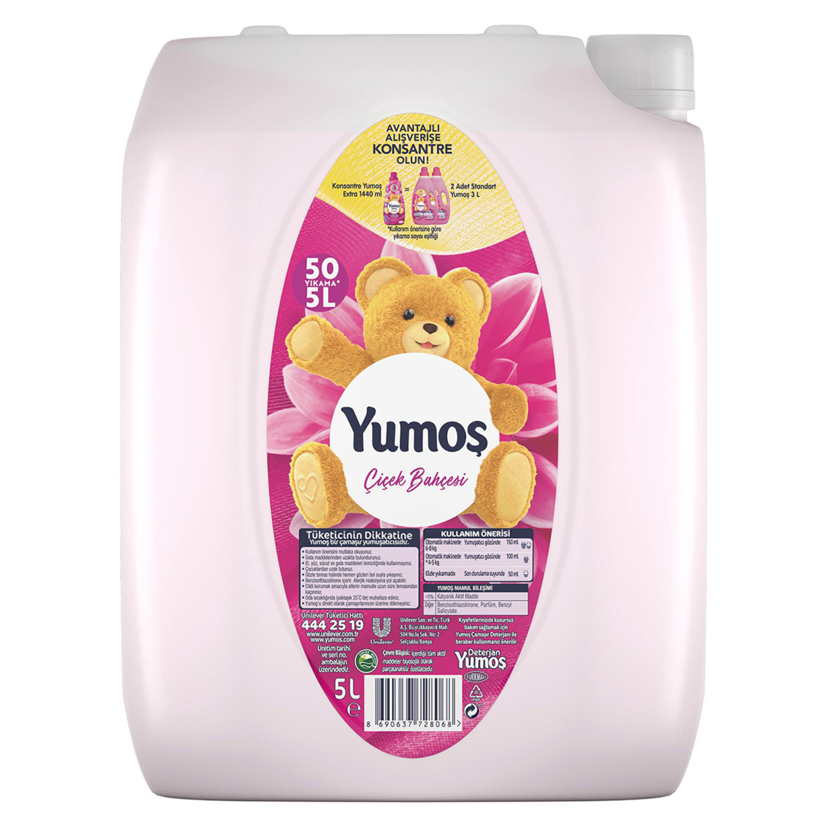 Yumoş Çamaşır Yumuşatıcısı Çiçek Bahçesi 5 LT 50 Yıkama 
